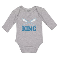 Long Sleeve Bodysuit Baby King Baseball Bat Sport Boy & Girl Clothes Cotton