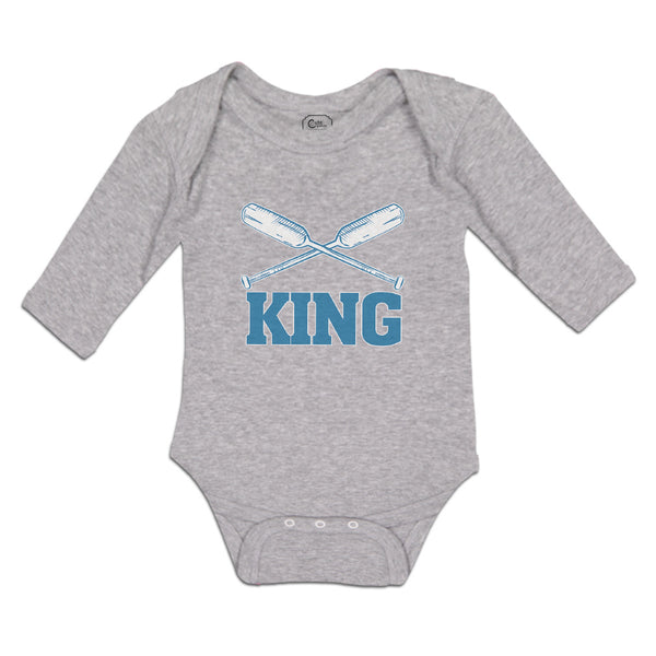 Long Sleeve Bodysuit Baby King Baseball Bat Sport Boy & Girl Clothes Cotton