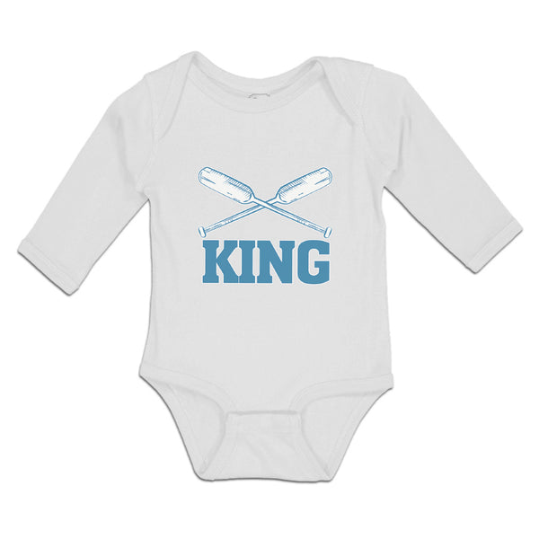 Long Sleeve Bodysuit Baby King Baseball Bat Sport Boy & Girl Clothes Cotton