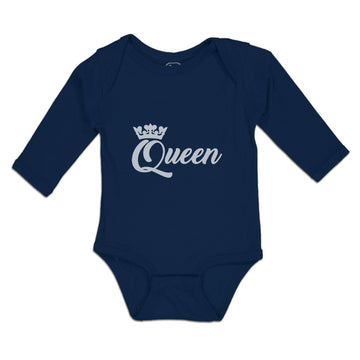 Long Sleeve Bodysuit Baby Calligraphy Queen Silhouette Crown Boy & Girl Clothes