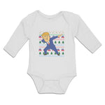 Long Sleeve Bodysuit Baby Flag America Usa Man Showing Dab Dance Pose Cotton - Cute Rascals