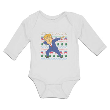 Long Sleeve Bodysuit Baby Flag America Usa Man Showing Dab Dance Pose Cotton