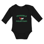 Long Sleeve Bodysuit Baby The Adorable Palestinian Flag on Heart Symbol Cotton