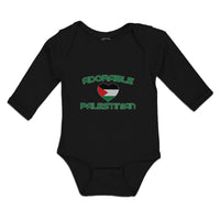 Long Sleeve Bodysuit Baby The Adorable Palestinian Flag on Heart Symbol Cotton