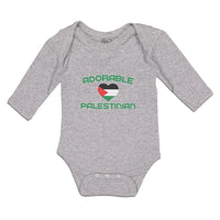 Long Sleeve Bodysuit Baby The Adorable Palestinian Flag on Heart Symbol Cotton