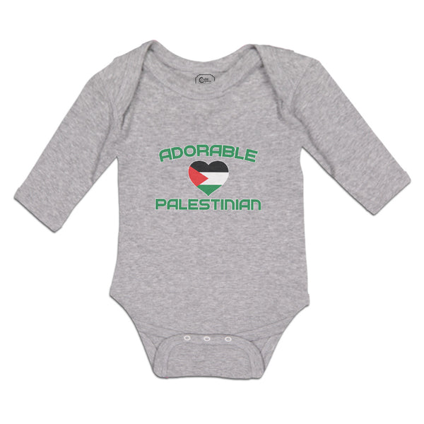 Long Sleeve Bodysuit Baby The Adorable Palestinian Flag on Heart Symbol Cotton