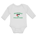Long Sleeve Bodysuit Baby The Adorable Palestinian Flag on Heart Symbol Cotton