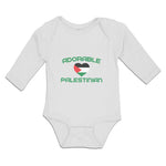 Long Sleeve Bodysuit Baby The Adorable Palestinian Flag on Heart Symbol Cotton