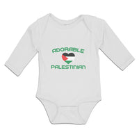 Long Sleeve Bodysuit Baby The Adorable Palestinian Flag on Heart Symbol Cotton
