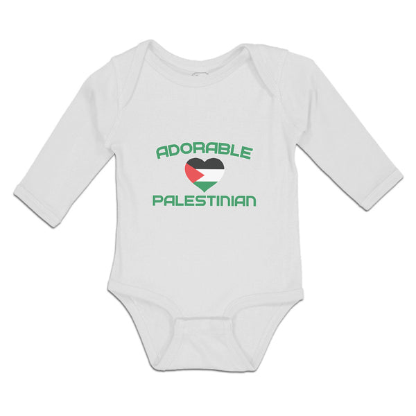 Long Sleeve Bodysuit Baby The Adorable Palestinian Flag on Heart Symbol Cotton
