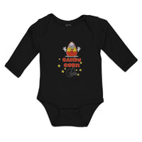 Long Sleeve Bodysuit Baby Candy Corn Cutie with Smiling Face and Stars Cotton - Cute Rascals