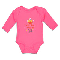 Long Sleeve Bodysuit Baby Candy Corn Cutie with Smiling Face and Stars Cotton - Cute Rascals