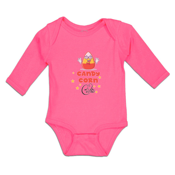 Long Sleeve Bodysuit Baby Candy Corn Cutie with Smiling Face and Stars Cotton - Cute Rascals