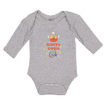 Long Sleeve Bodysuit Baby Candy Corn Cutie with Smiling Face and Stars Cotton - Cute Rascals