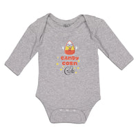 Long Sleeve Bodysuit Baby Candy Corn Cutie with Smiling Face and Stars Cotton - Cute Rascals