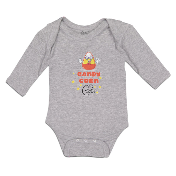 Long Sleeve Bodysuit Baby Candy Corn Cutie with Smiling Face and Stars Cotton - Cute Rascals