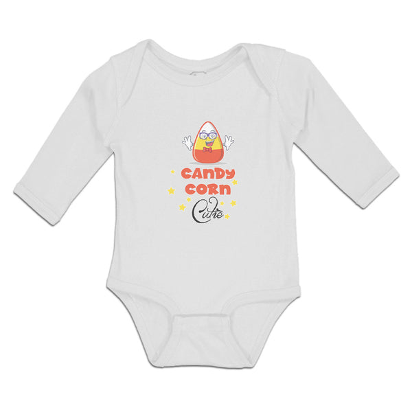 Long Sleeve Bodysuit Baby Candy Corn Cutie with Smiling Face and Stars Cotton - Cute Rascals