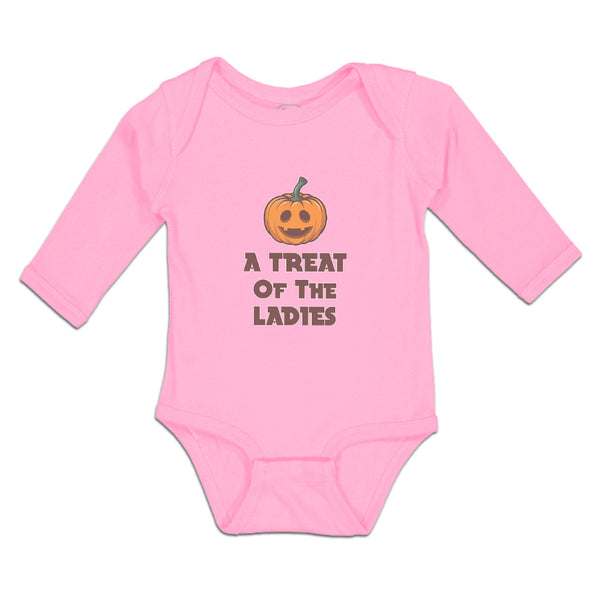 Long Sleeve Bodysuit Baby A Treat of The Ladies An Halloween Punpkin Face Cotton - Cute Rascals