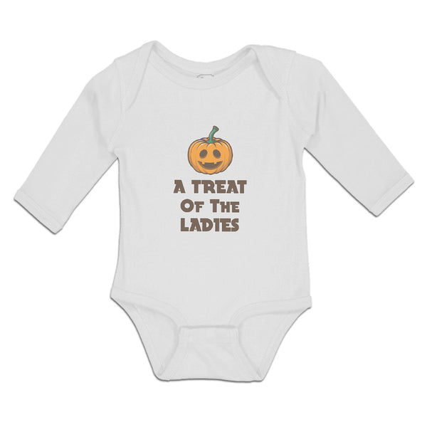 Long Sleeve Bodysuit Baby A Treat of The Ladies An Halloween Punpkin Face Cotton - Cute Rascals