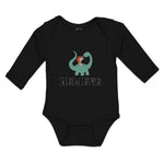 Long Sleeve Bodysuit Baby Sitting Cute Baby Brontosaurus Dinosaur Cotton