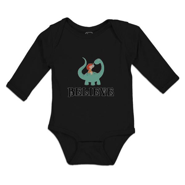 Long Sleeve Bodysuit Baby Sitting Cute Baby Brontosaurus Dinosaur Cotton