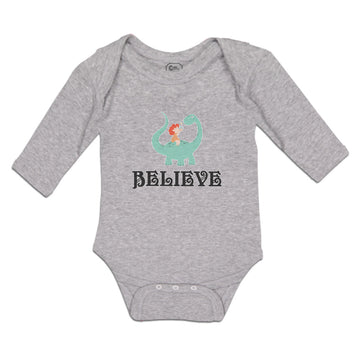 Long Sleeve Bodysuit Baby Sitting Cute Baby Brontosaurus Dinosaur Cotton