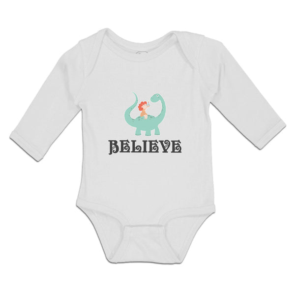 Believe A Girl Sitting on An Cute Baby Brontosaurus Dinosaur