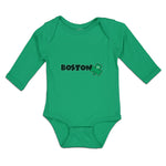 Long Sleeve Bodysuit Baby Grunge Clover Shamrock Leaf St. Patricks Cotton - Cute Rascals