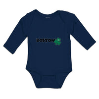 Long Sleeve Bodysuit Baby Grunge Clover Shamrock Leaf St. Patricks Cotton - Cute Rascals