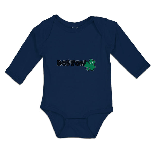 Long Sleeve Bodysuit Baby Grunge Clover Shamrock Leaf St. Patricks Cotton - Cute Rascals