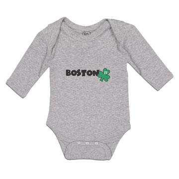 Long Sleeve Bodysuit Baby Grunge Clover Shamrock Leaf St. Patricks Cotton