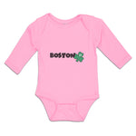 Long Sleeve Bodysuit Baby Grunge Clover Shamrock Leaf St. Patricks Cotton - Cute Rascals