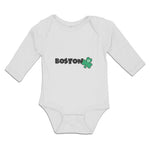 Long Sleeve Bodysuit Baby Grunge Clover Shamrock Leaf St. Patricks Cotton - Cute Rascals