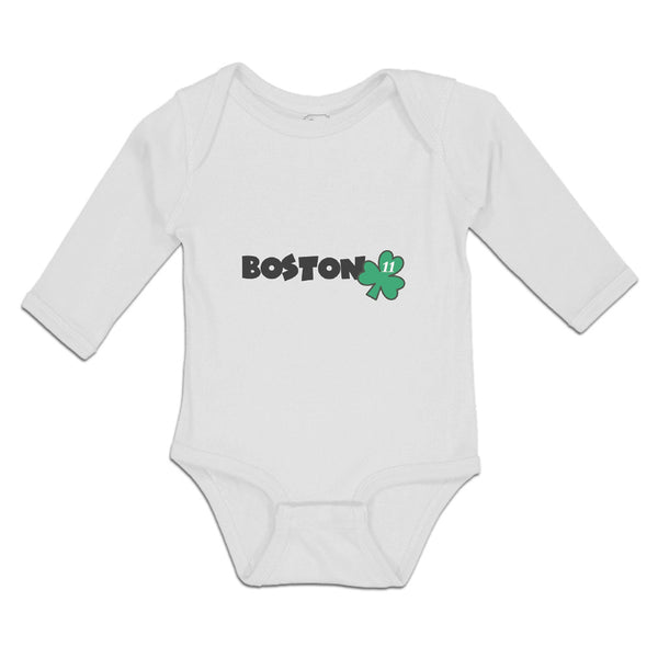Long Sleeve Bodysuit Baby Grunge Clover Shamrock Leaf St. Patricks Cotton - Cute Rascals