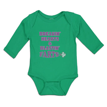 Long Sleeve Bodysuit Baby Breakin Hearts & Blastin Farts Blowing Wind Cotton