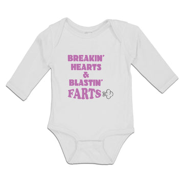 Long Sleeve Bodysuit Baby Breakin Hearts & Blastin Farts Blowing Wind Cotton