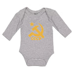 Long Sleeve Bodysuit Baby C.C.C.P Symbol Hammer Sickle and Yellow Star Cotton - Cute Rascals