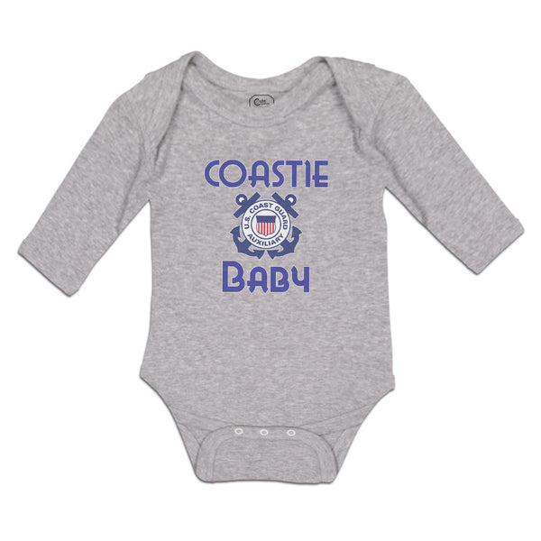 Long Sleeve Bodysuit Baby Coast Guard Auxiliary Coastie Baby Flag Cotton - Cute Rascals