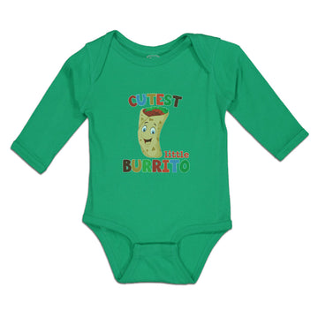 Long Sleeve Bodysuit Baby Cutest Little Burrito in Mexican Fast Food Roll Cotton