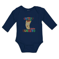 Long Sleeve Bodysuit Baby Cutest Little Burrito in Mexican Fast Food Roll Cotton - Cute Rascals