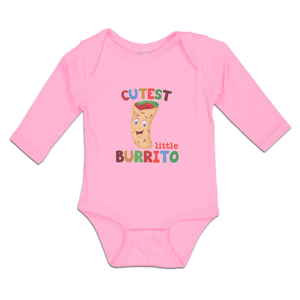 Long Sleeve Bodysuit Baby Cutest Little Burrito in Mexican Fast Food Roll Cotton - Cute Rascals