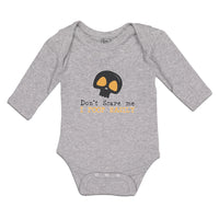 Long Sleeve Bodysuit Baby Don'T Scare Me I Poop Easily An Silhouette Skull Head - Cute Rascals