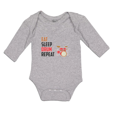 Long Sleeve Bodysuit Baby Eat Sleep Drum Repeat Musical Boy & Girl Clothes