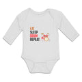 Long Sleeve Bodysuit Baby Eat Sleep Drum Repeat Musical Boy & Girl Clothes
