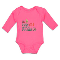 Long Sleeve Bodysuit Baby Fun Farm Barn, House, Windmill, Cow Tractor Cotton - Cute Rascals