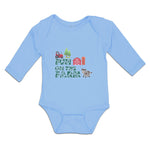 Long Sleeve Bodysuit Baby Fun Farm Barn, House, Windmill, Cow Tractor Cotton - Cute Rascals
