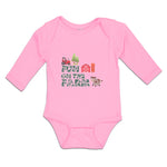 Long Sleeve Bodysuit Baby Fun Farm Barn, House, Windmill, Cow Tractor Cotton - Cute Rascals