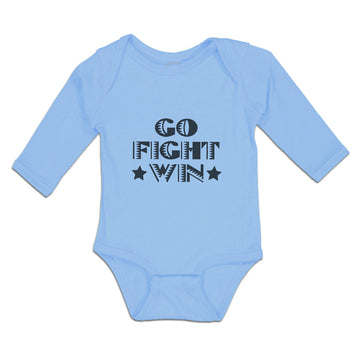 Long Sleeve Bodysuit Baby Go Fight Win Motivational Quotes with Silhouette Star