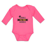 Long Sleeve Bodysuit Baby Gobble til You Wobble with Silhouette Hat Cotton - Cute Rascals