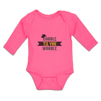 Long Sleeve Bodysuit Baby Gobble til You Wobble with Silhouette Hat Cotton - Cute Rascals